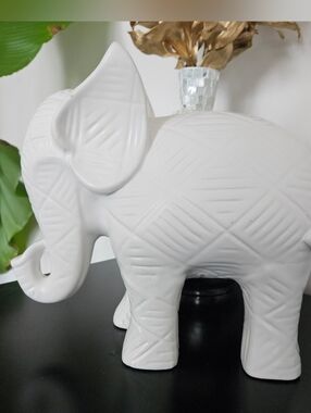 White Ceramic Elephant Figurine